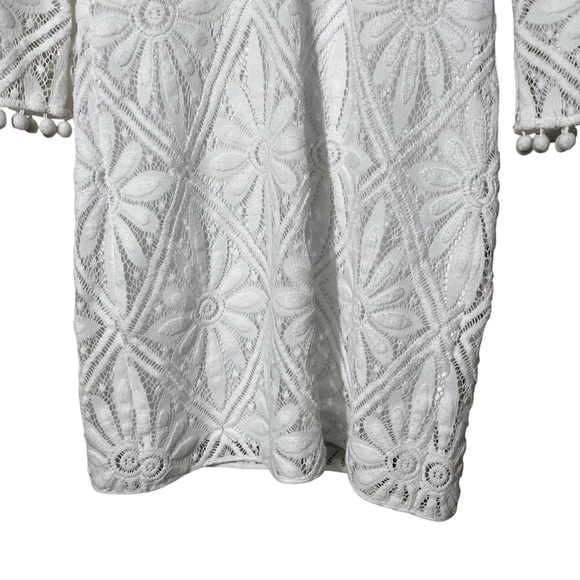 Lilly Pulitzer White Crochet Lace Shift Dress with Pom Trim - Picture 5 of 7